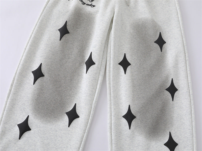 Spray Paint Star Print Distressed Sweatpants