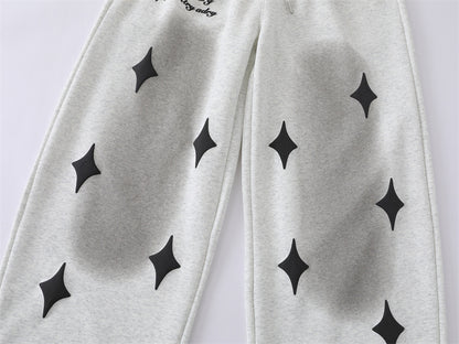 Spray Paint Star Print Distressed Sweatpants