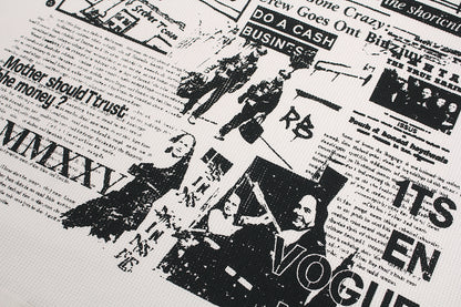 Oversized Newspaper Print Grommet Detail T-Shirt