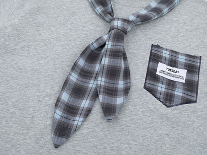 Street Plaid Tie Short Sleeve T-Shirt
