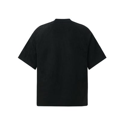 Suede Panel Embroidered Logo Short Sleeve T-Shirt