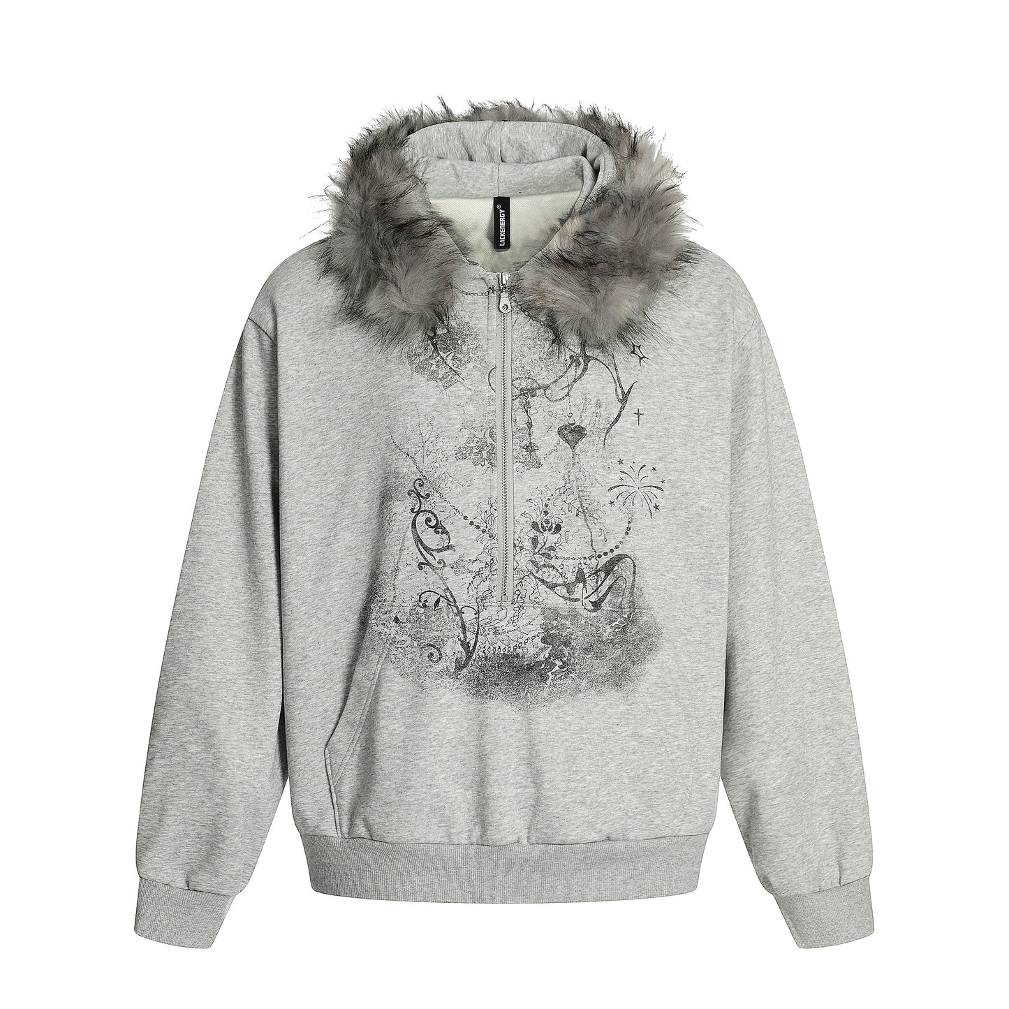 Gothic Fur Collar | Zip Up Hoodie - Santo 