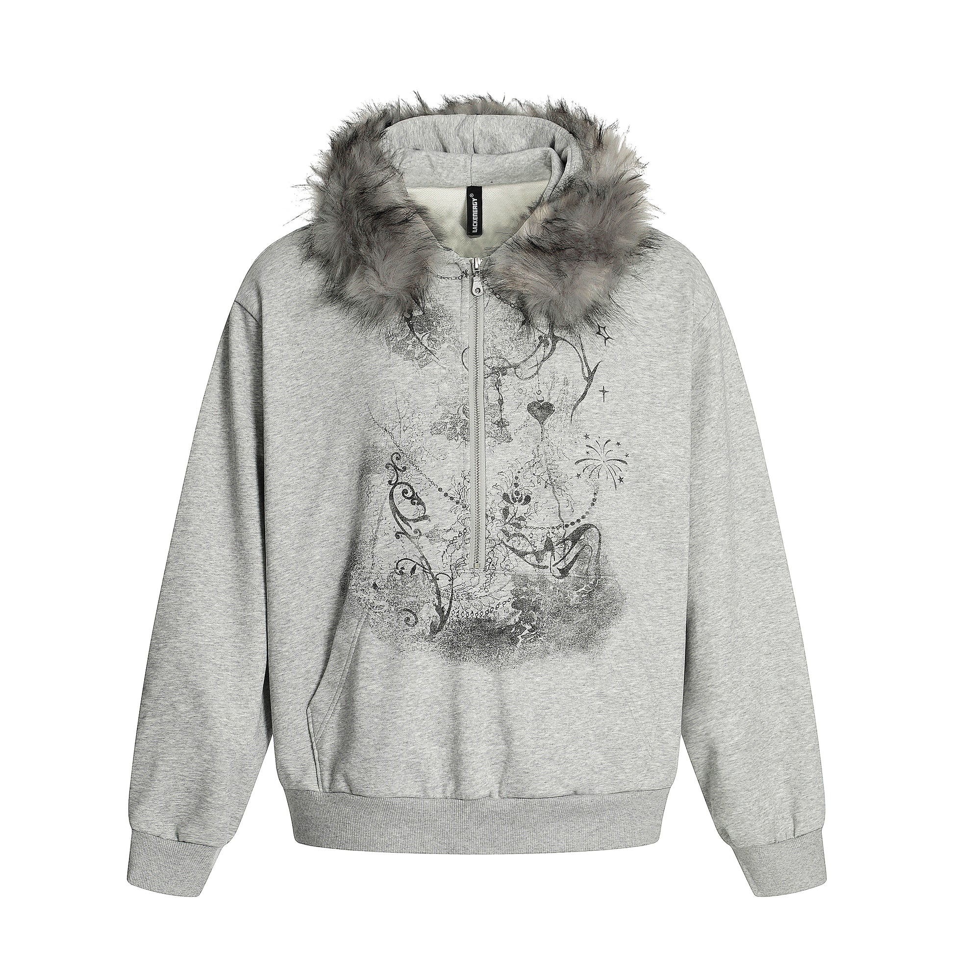 Gothic Fur Collar | Zip Up Hoodie - Santo 