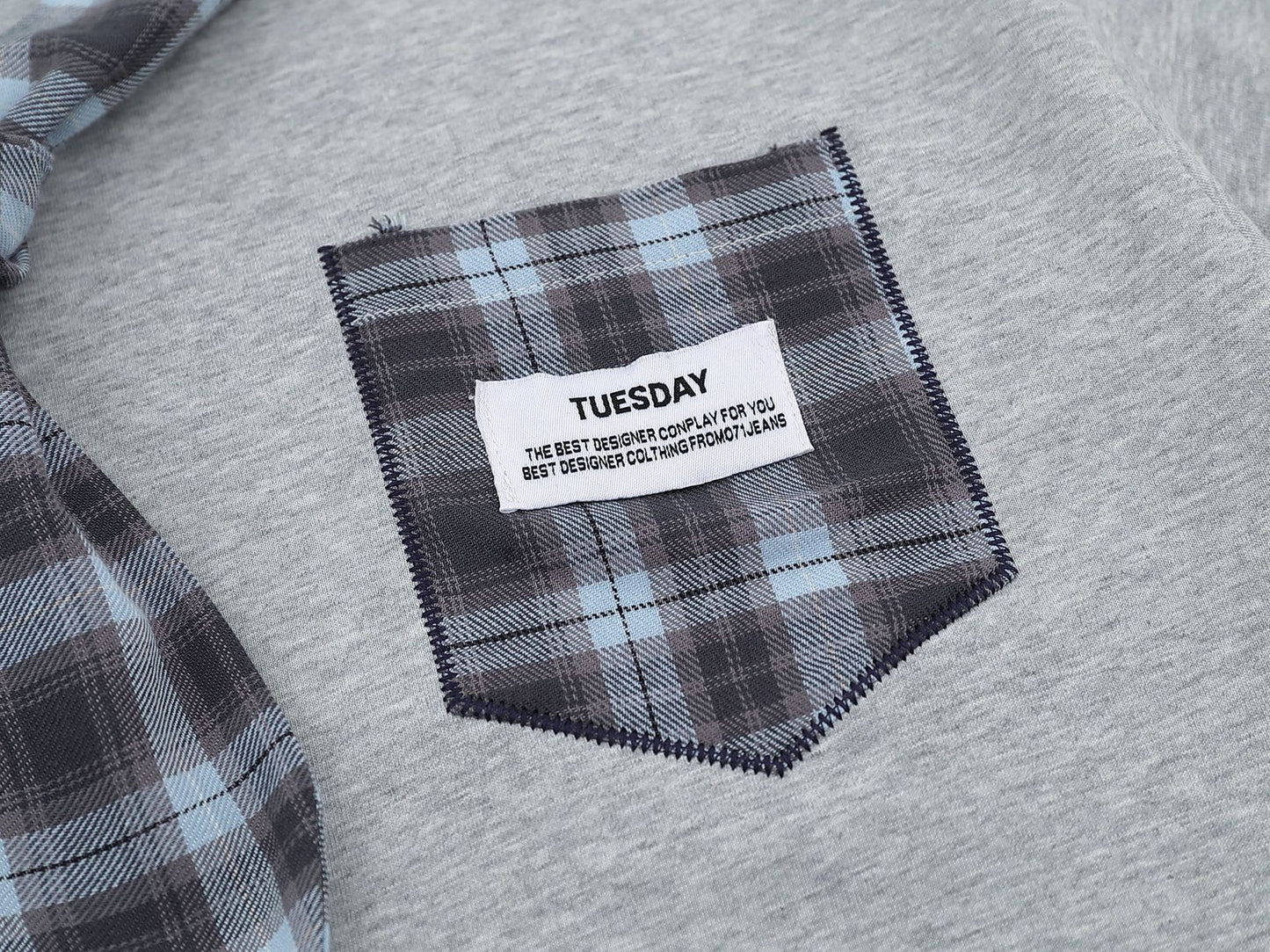 Street Plaid Tie Short Sleeve T-Shirt