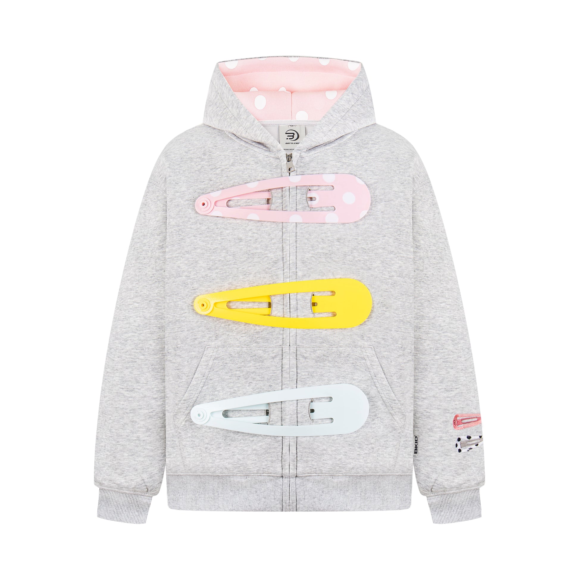 Detachable Hair Clip Decoration Zip Up Hoodie - Santo 