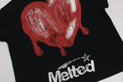 Skeleton & Melted Heart Graphic Waffle Knit T-Shirt