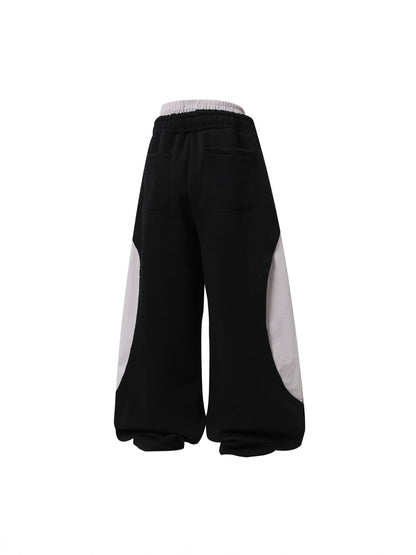 Striped Panel Wide Leg Sweatpants