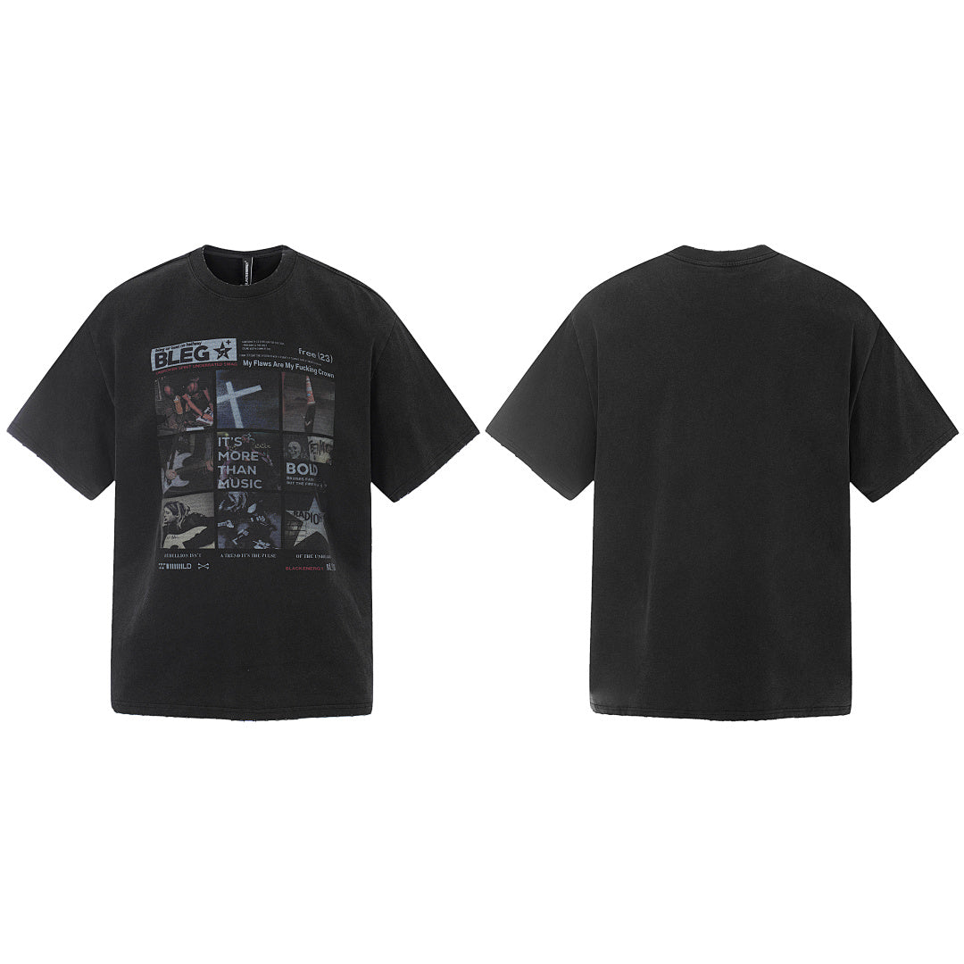 Vintage Washed Graphic Print Grunge T-Shirt - Santo 