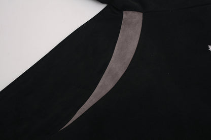 Suede Panel Embroidered Logo Short Sleeve T-Shirt