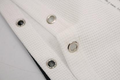 Oversized Newspaper Print Grommet Detail T-Shirt