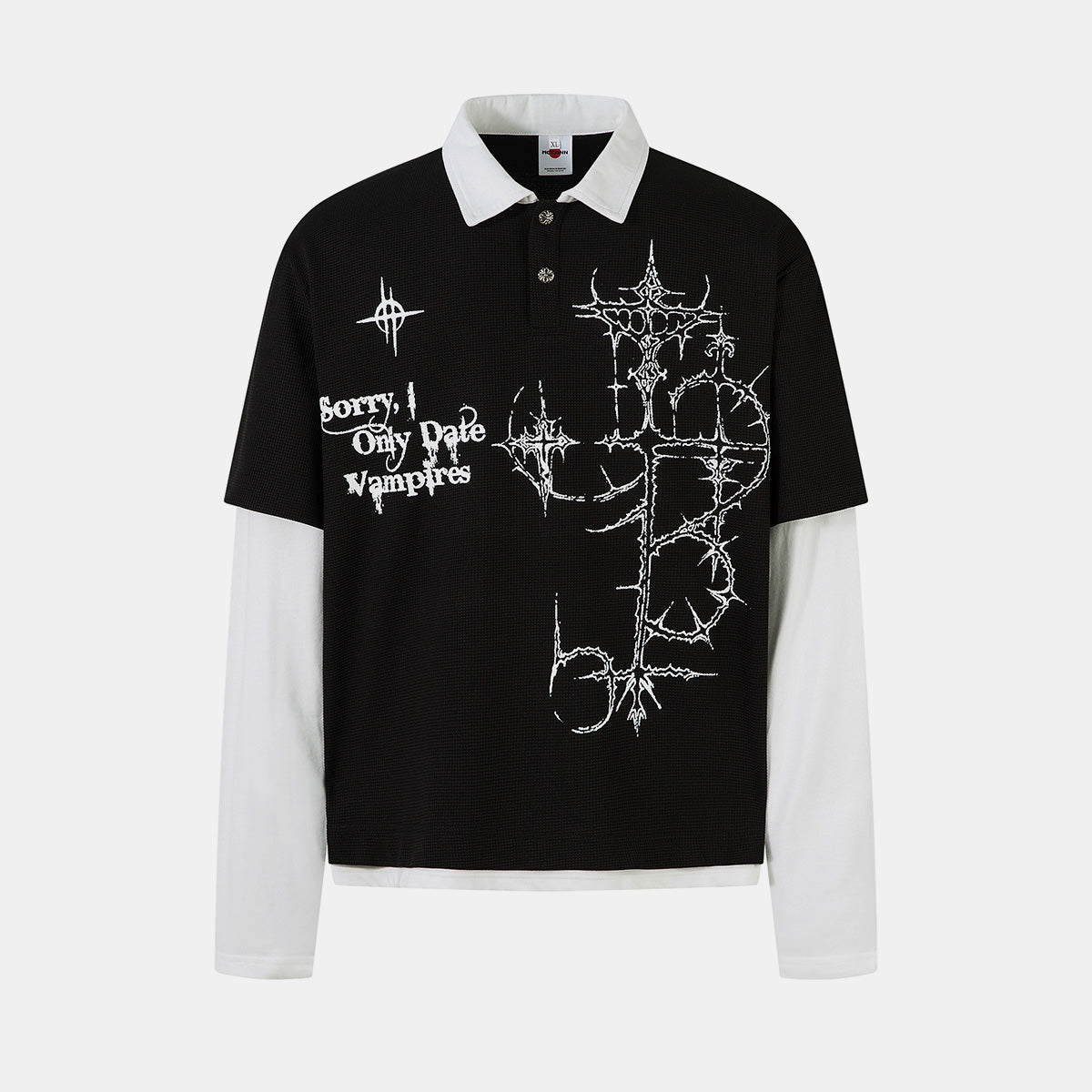 Gothic Vampire | Waffle Long Sleeve T-Shirt - Santo 