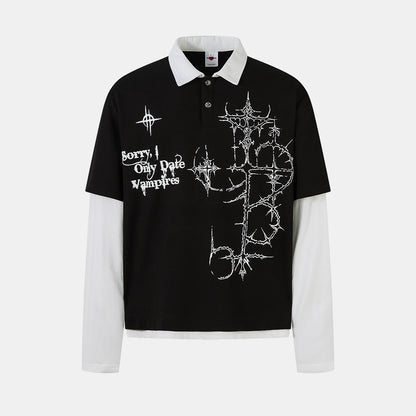 Gothic Vampire | Waffle Long Sleeve T-Shirt - Santo 