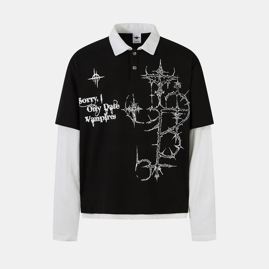 Gothic Vampire | Waffle Long Sleeve T-Shirt - Santo 