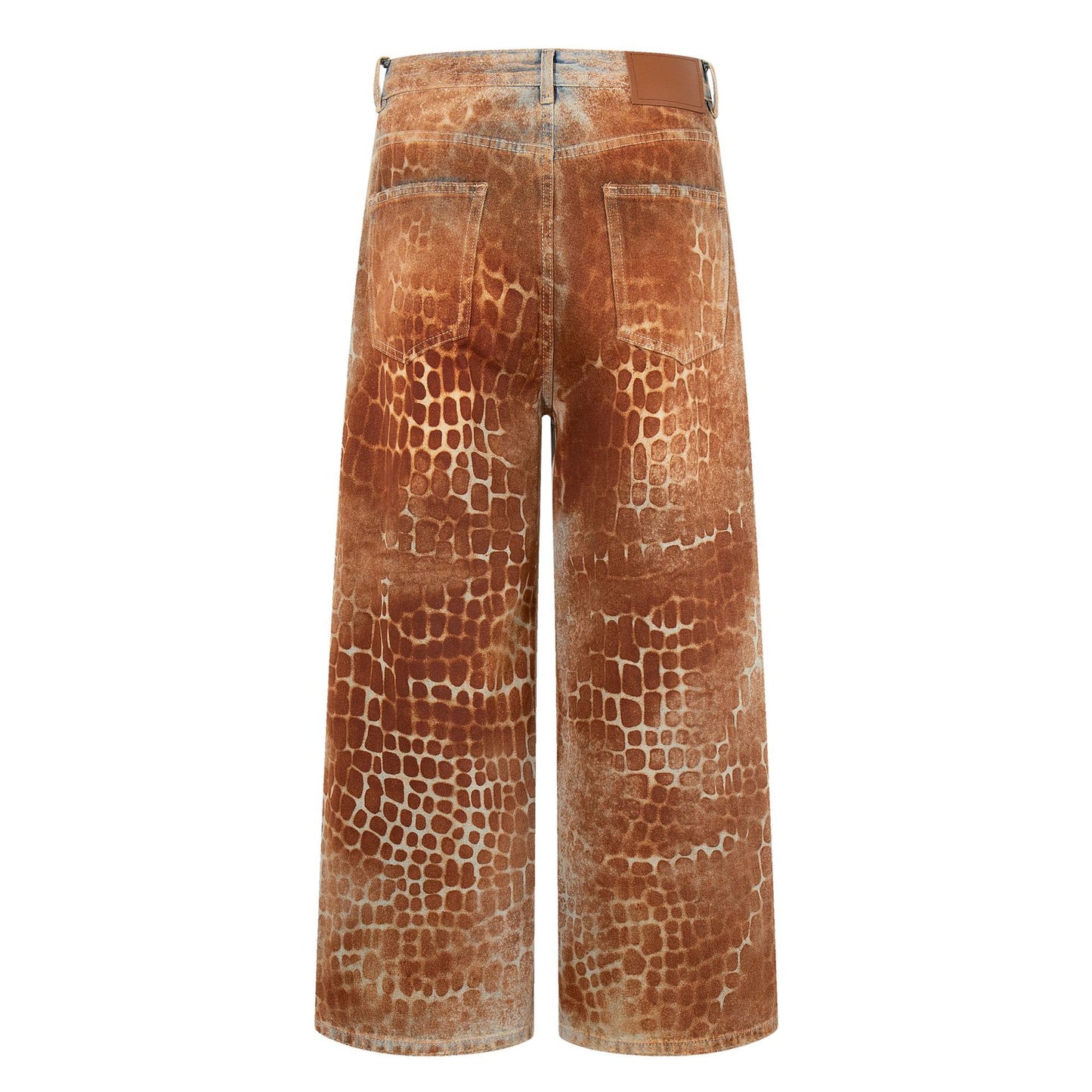 Croc Texture Washed Wide Leg Jeans