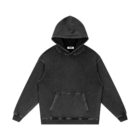 Snow Washed Loose Cotton Hoodie - Santo 