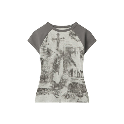Grunge Cross | Fitted Graphic Raglan Tee