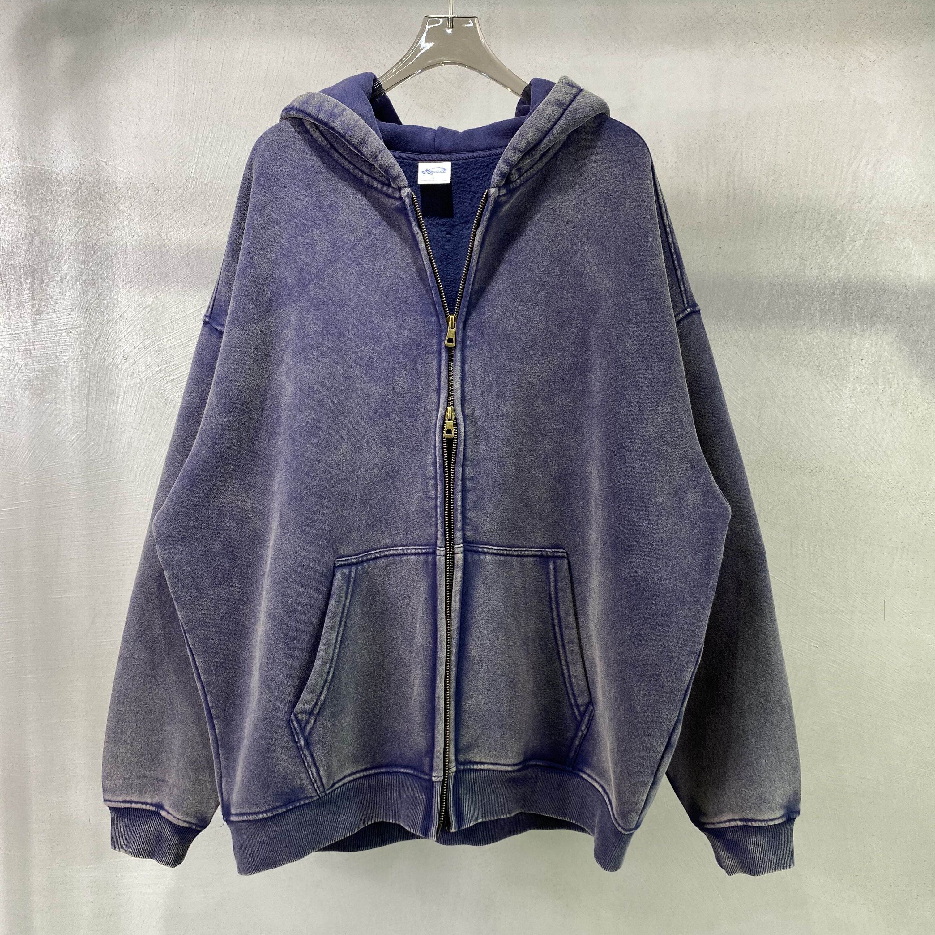 Retro Essence | Washed Oversized Zip-Up Hoodie