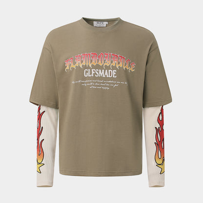 Vintage Flame Letter | Contrast Sweatshirt - Santo 