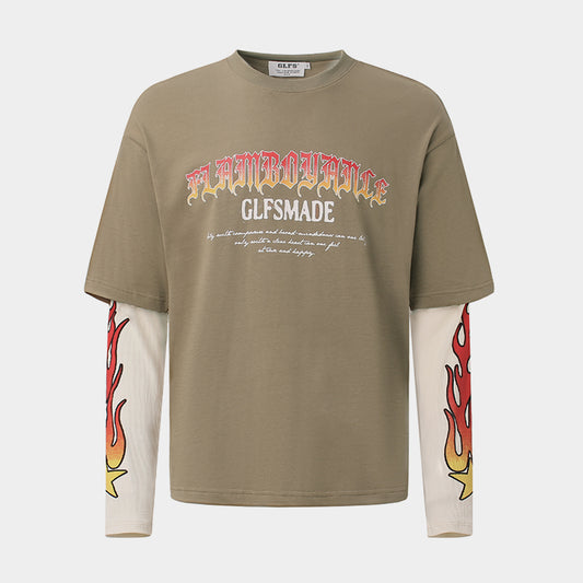 Vintage Flame Letter | Contrast Sweatshirt - Santo 