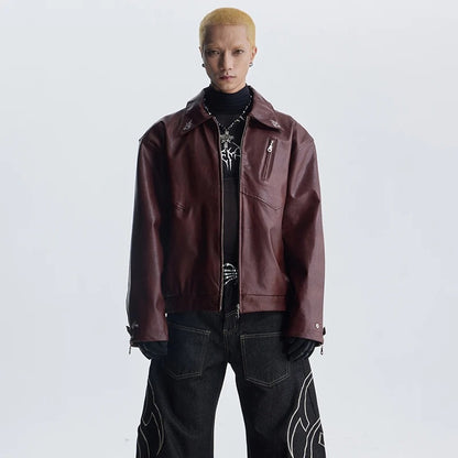 Retro Motorcycle Streetwear Coat | Embroidered Leather Jacket - Santo 