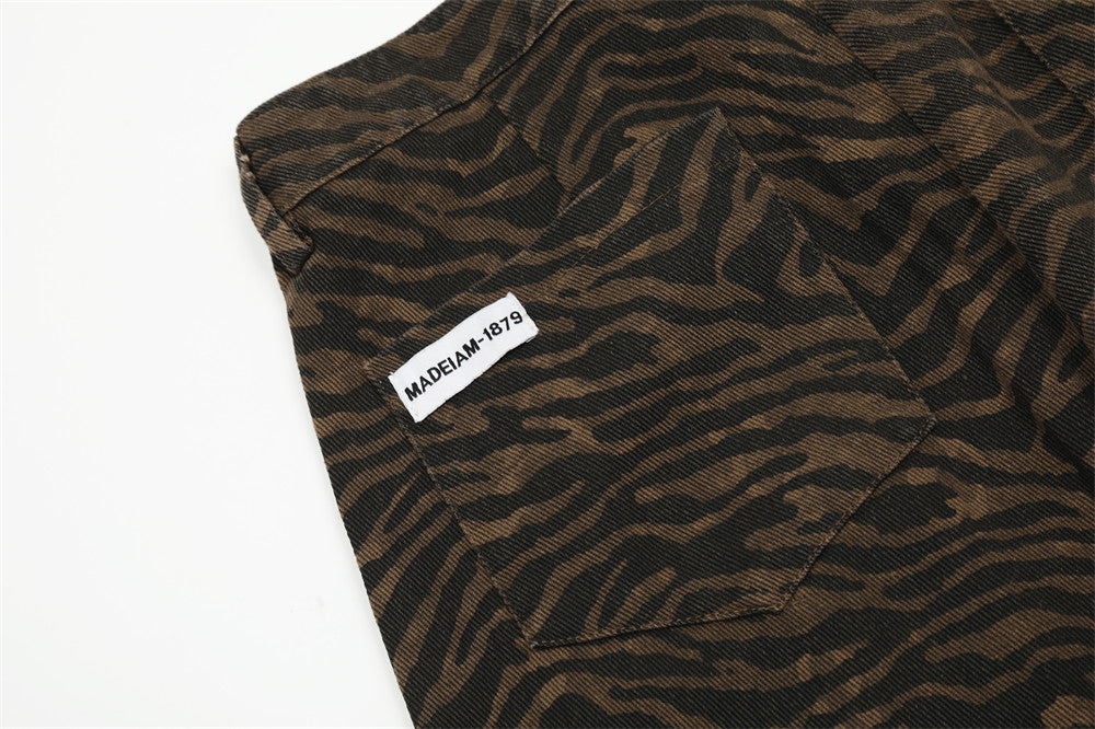 "Brown Zebra Print Pockets" Jeans - Santo 