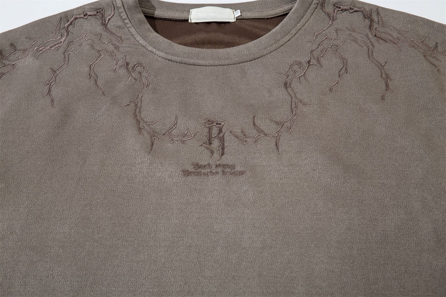 Thorn Embroidery Suede T-Shirt