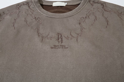 Thorn Embroidery Suede T-Shirt
