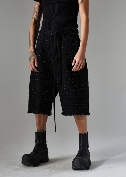 Rhinestone Frayed | Denim Shorts - Santo 