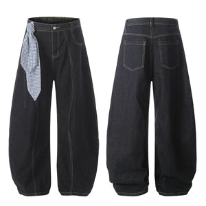 Gingham Tie Barrel | Baggy Jeans - Santo 