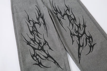Tribal Flame Print | Baggy Jeans - Santo 