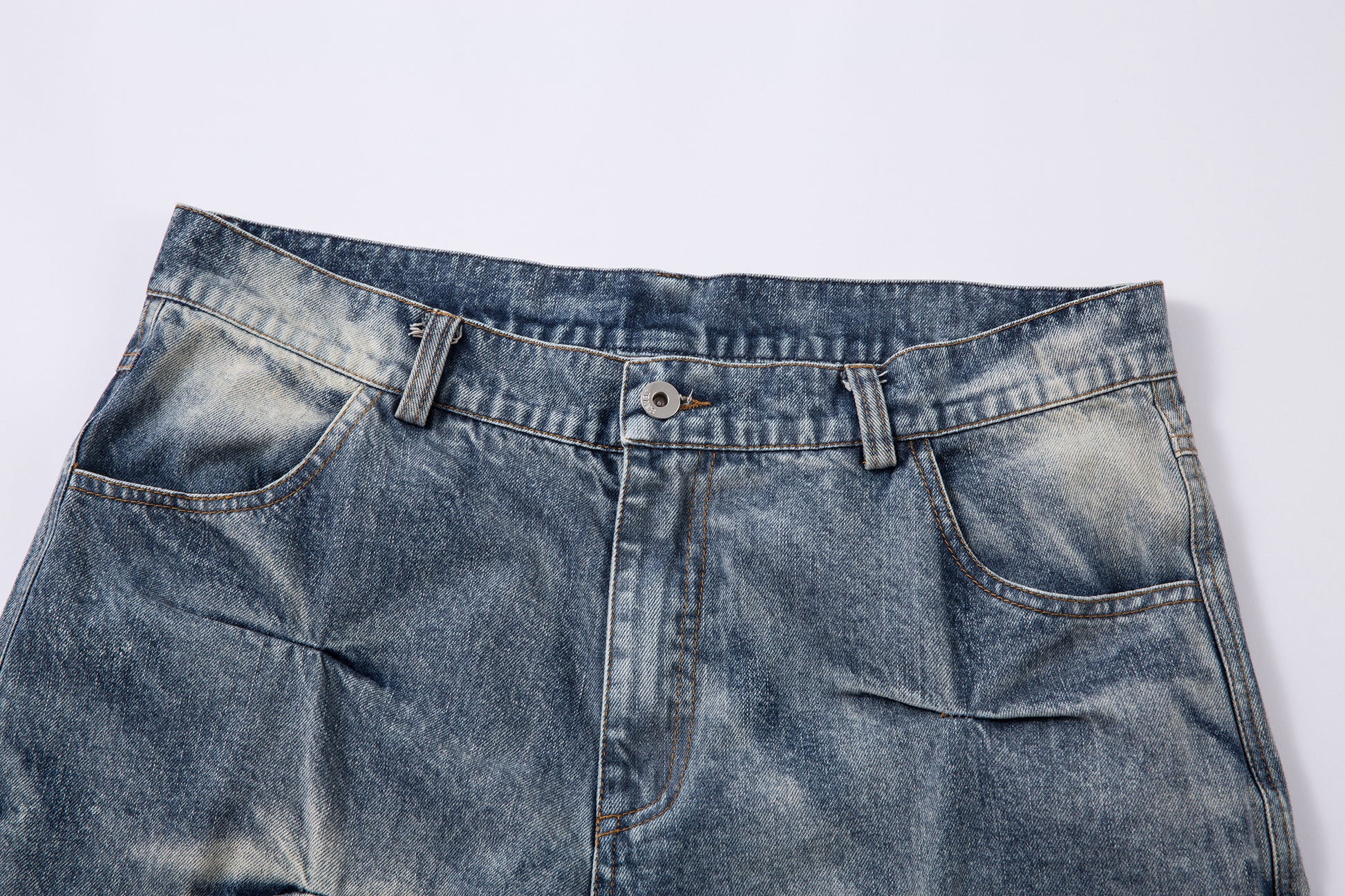 Washed Grid Pleat | Denim Jeans - Santo 