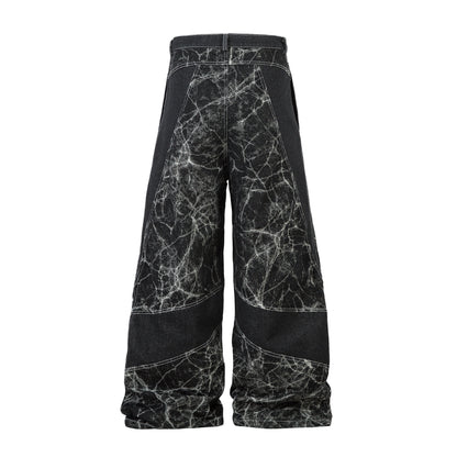 Cracked Panel Washed | Wide Jeans - Santo 