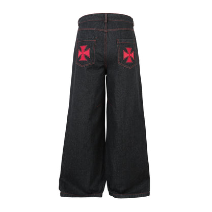 Iron Cross Embroidered | Baggy Jeans - Santo 