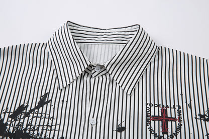 Graffiti Print Layered | Striped Sweatshirt - Santo 