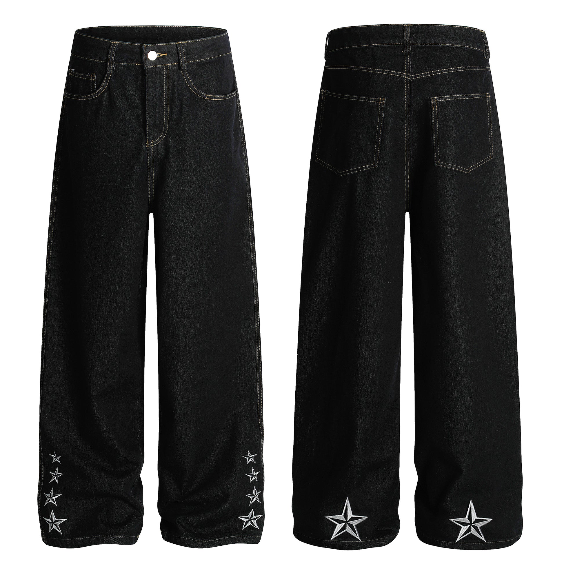 Star Stitching Washed | Wide Jeans - Santo 