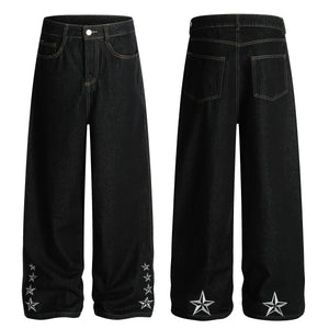 Star Stitching Washed | Wide Jeans - Santo 