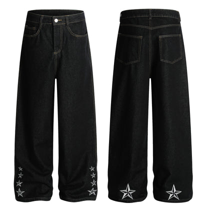 Star Stitching Washed | Wide Jeans - Santo 