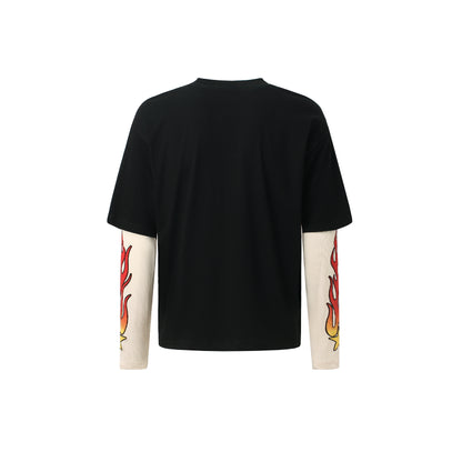 Vintage Flame Letter | Contrast Sweatshirt - Santo 
