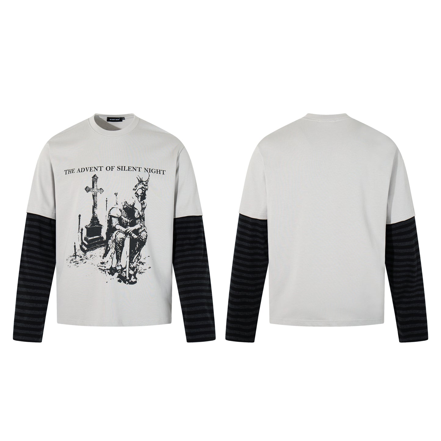 Gothic Knight Print | Layered Long Sleeve T-Shirt - Santo 