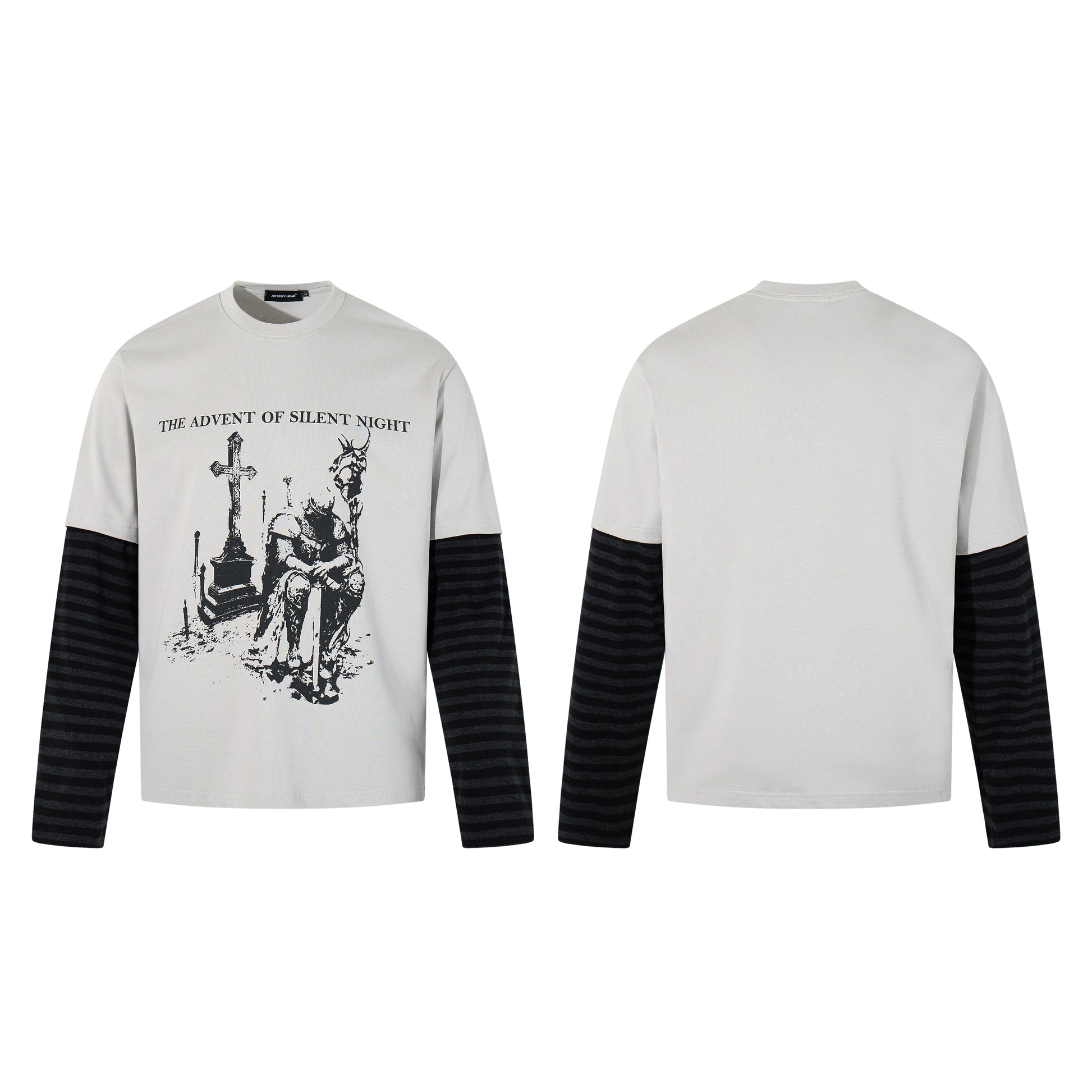 Gothic Knight Print | Layered Long Sleeve T-Shirt - Santo 