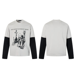 Gothic Knight Print | Layered Long Sleeve T-Shirt - Santo 