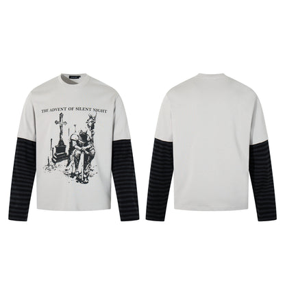 Gothic Knight Print | Layered Long Sleeve T-Shirt - Santo 