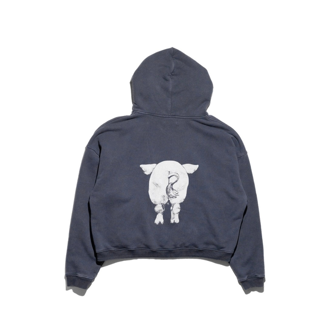 Cowboy Pig Print | Oversized Zip Up Hoodie - Santo 