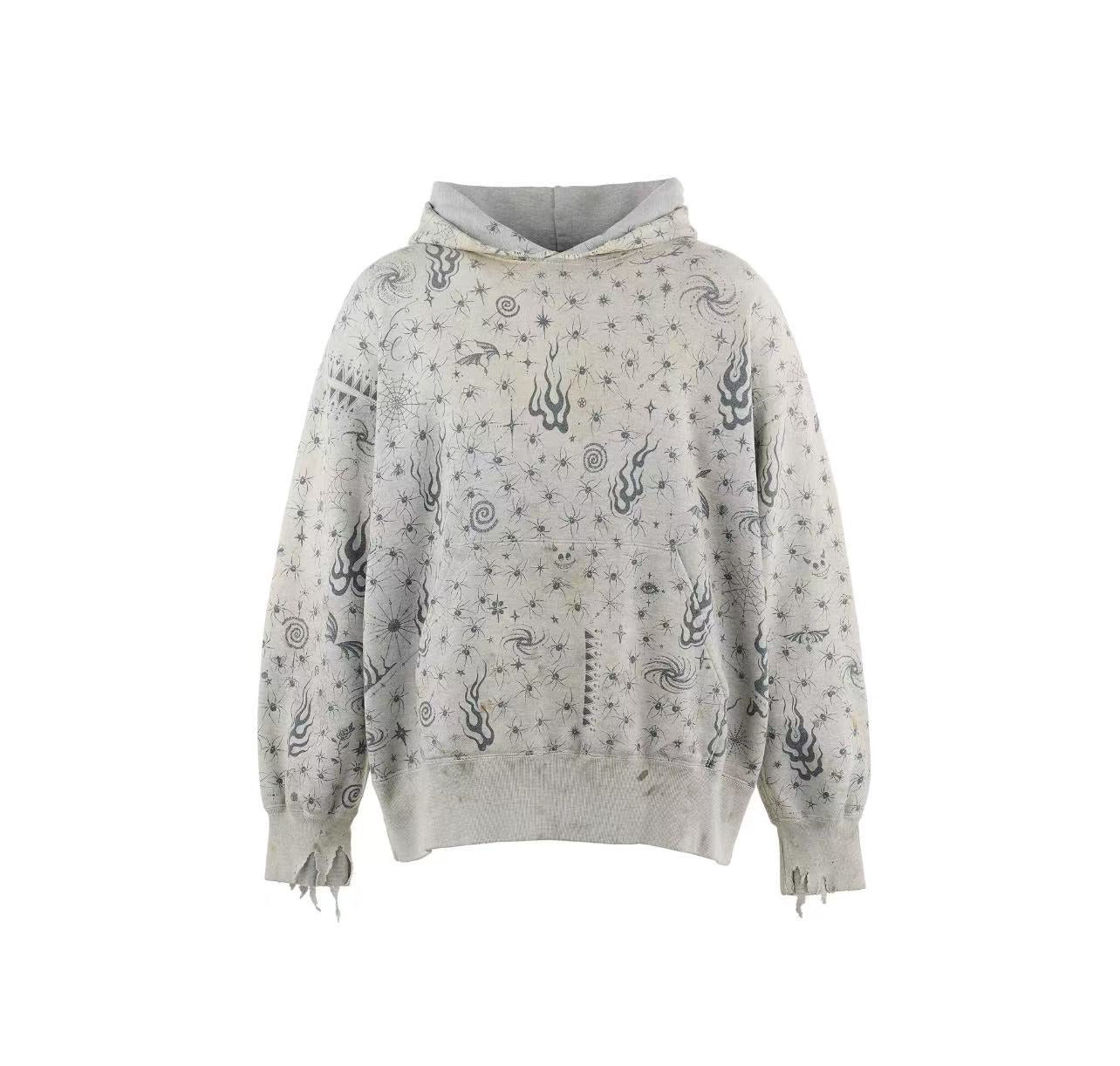 Mystic Burnout Print | Distressed Hoodie - Santo 