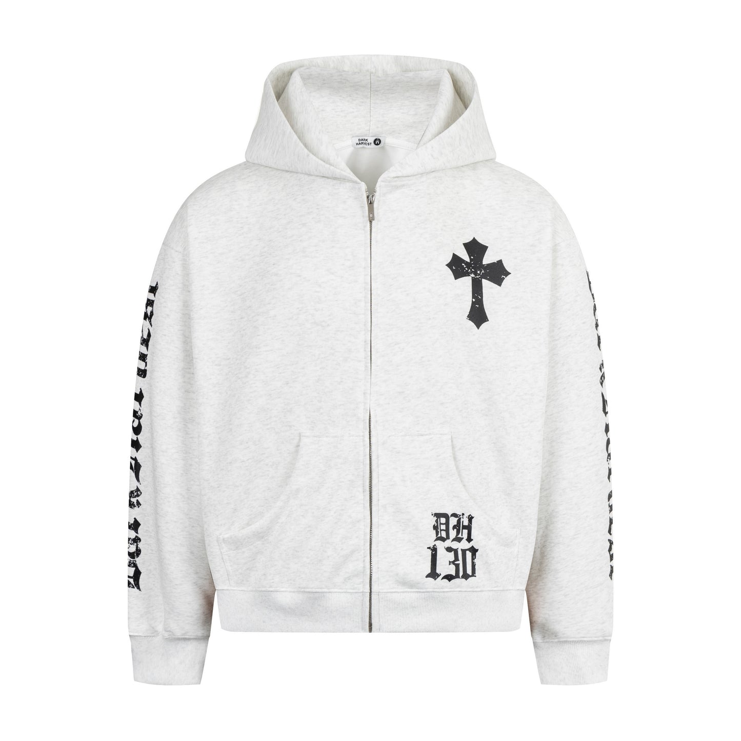 Gothic Cross Print | Zip Up Hoodie - Santo 