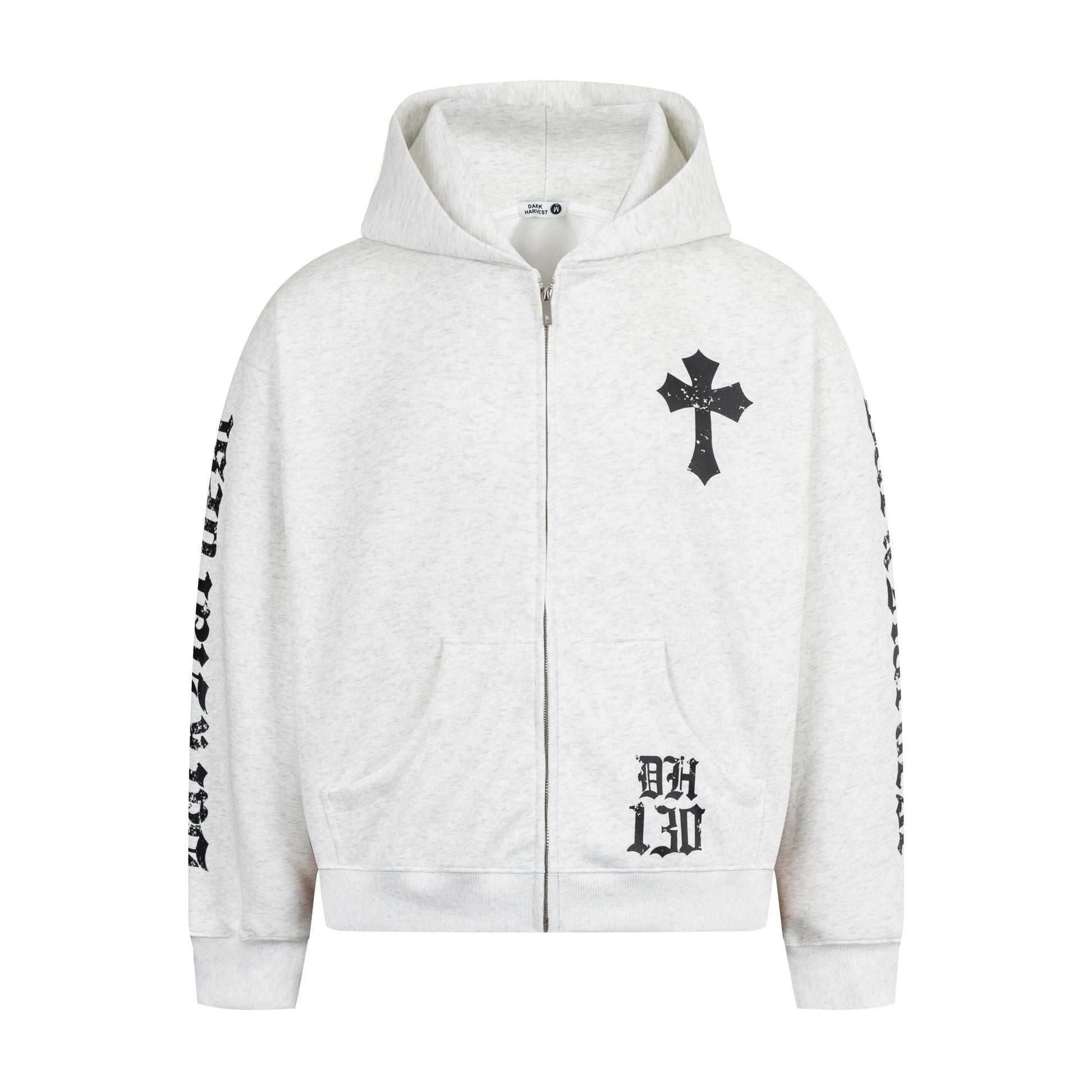 Gothic Cross Print | Zip Up Hoodie - Santo 