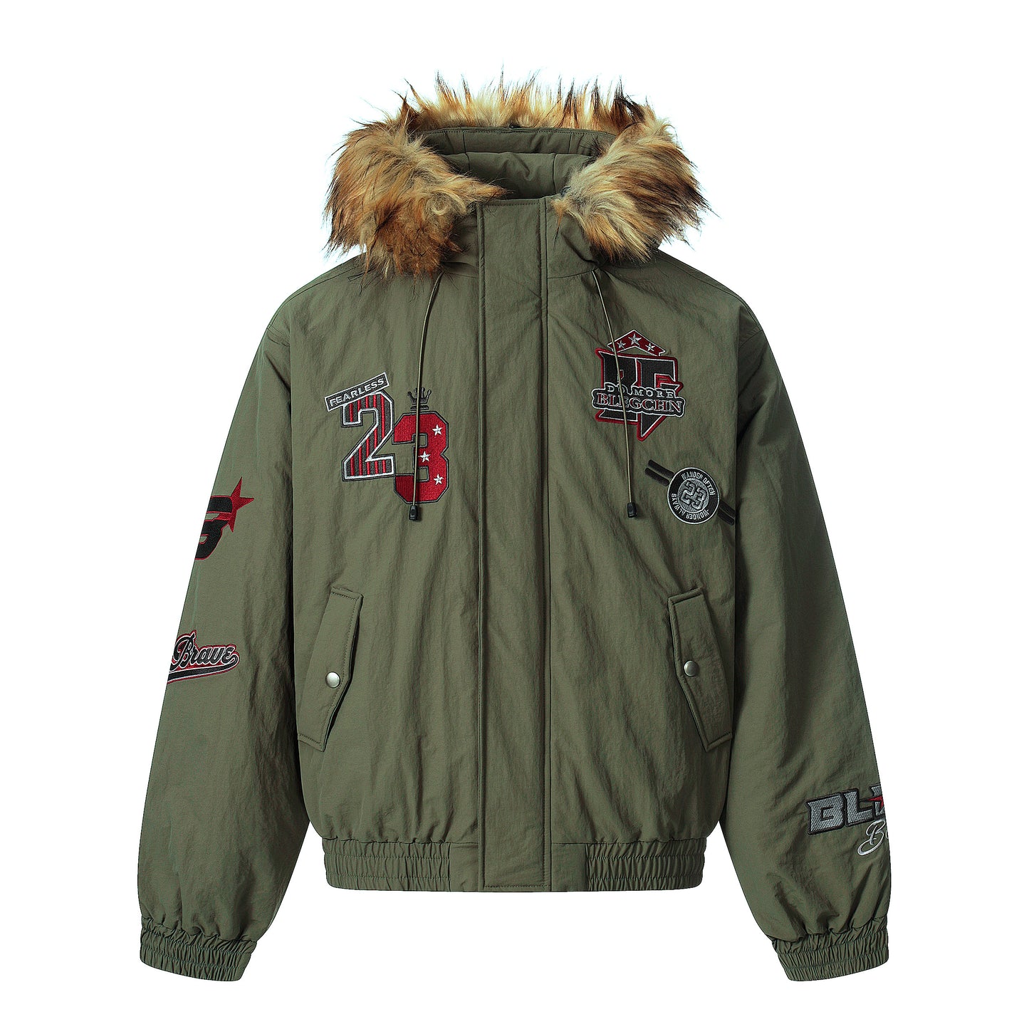 Patch Embroidered | Fur Hooded Jacket