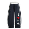 Love Track | Heart Patch Wide-Leg Track Pants