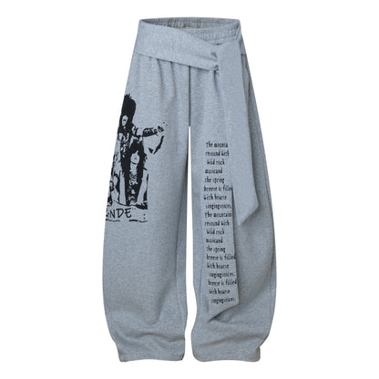 Stage Riot | Wide-Leg Printed Drawstring Pants