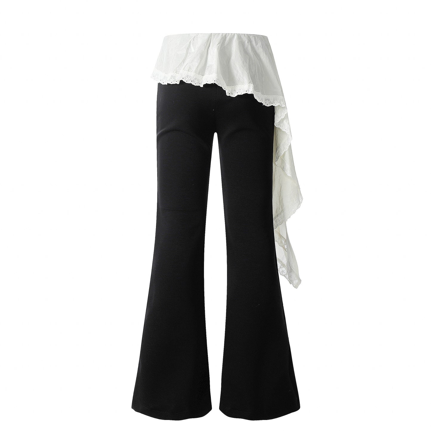 Asym Draper | Flared Pants with White Draped Skirt Layer